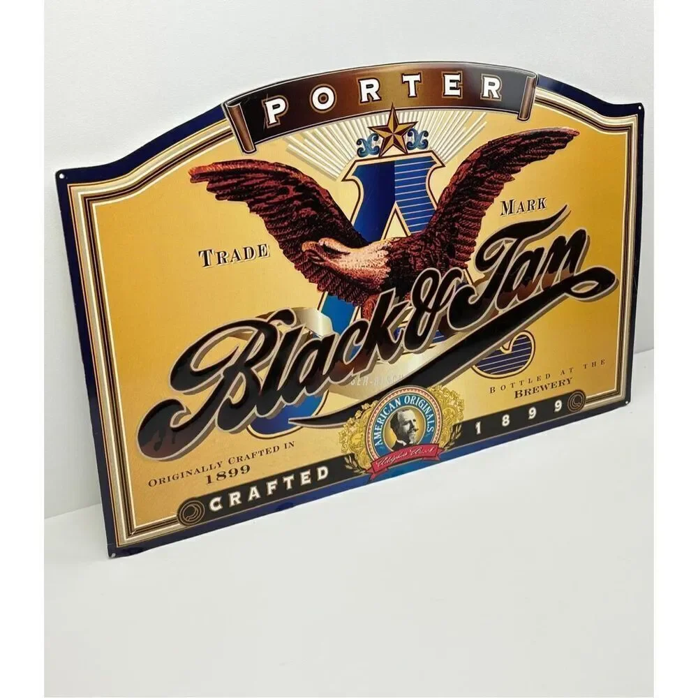 Budweiser Anheuser Busch Black & Tan Porter Beer Tin Sign Hard To Find EO2173